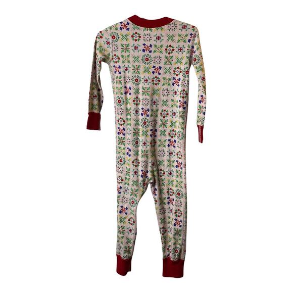 Hanna Andersson Pink & Red Floral Print Full Zip One Piece Pajama  US 3 NEW - Picture 2 of 13